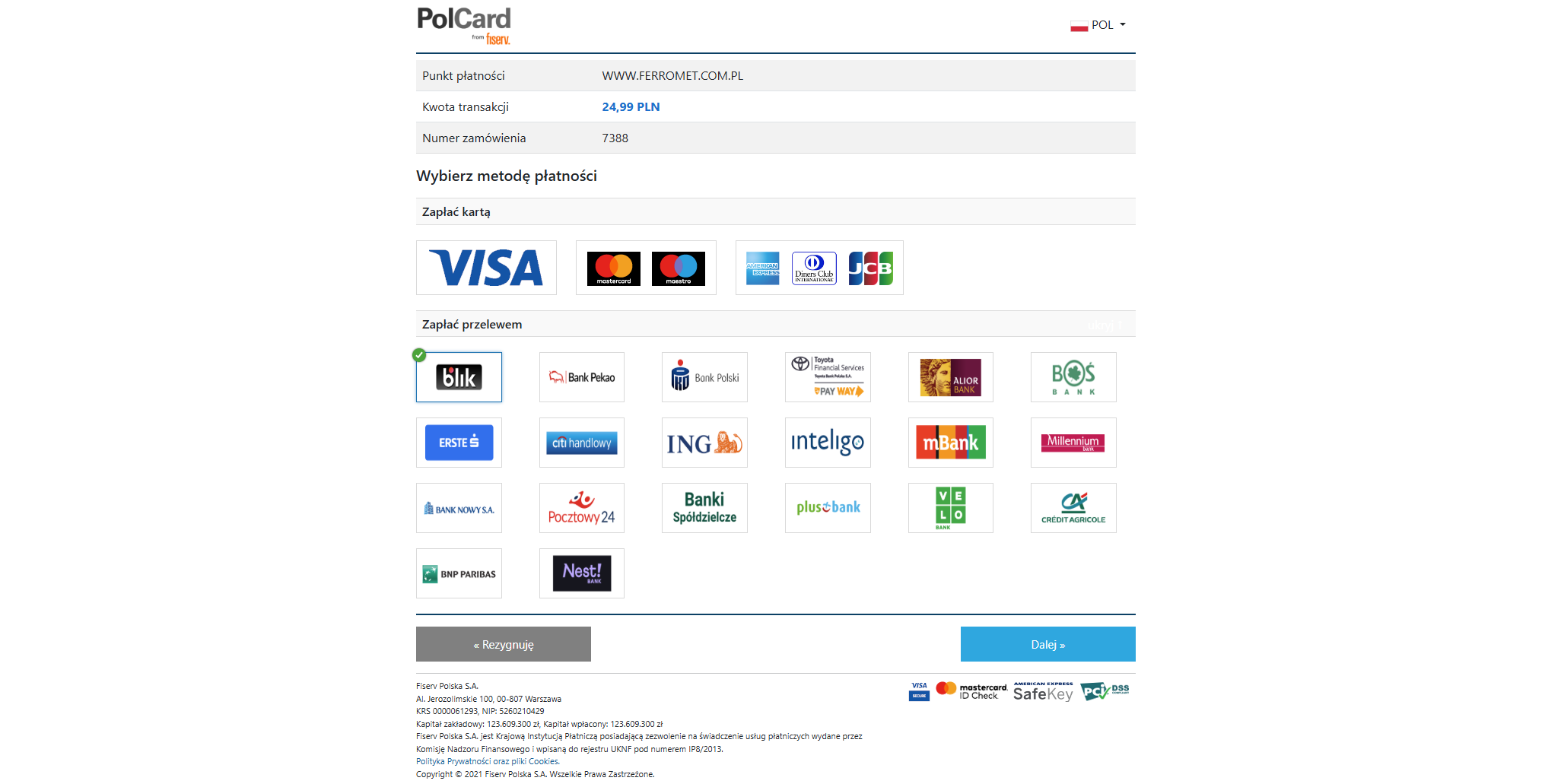 Wybór metody płatności